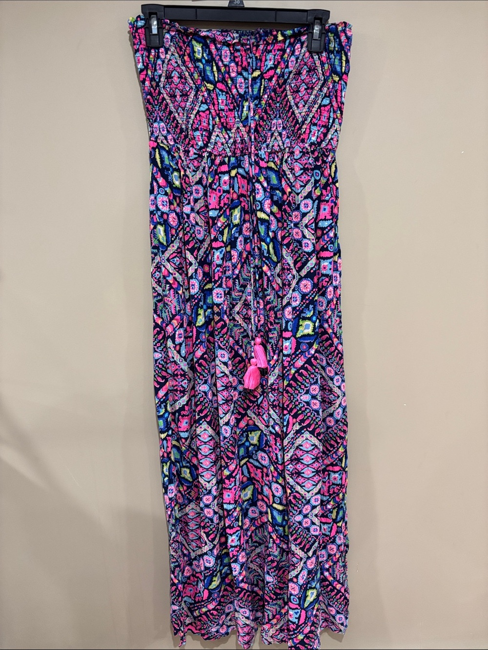 Smocked strapless beachy maxi